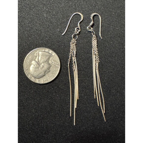 MC 925 Dangle Vintage Earrings Fish Hook Nice Patina - Picture 3 of 3